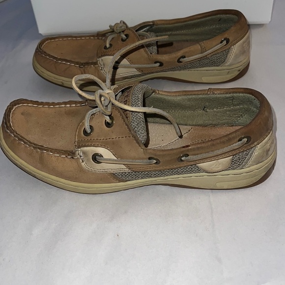 Sperry Top Sider Songfish leather woman’s lace up loafers sz 7 M linen oat - Picture 4 of 10